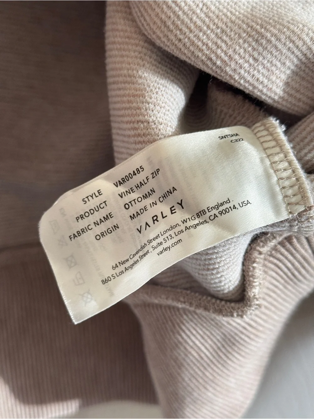 Varley | Vine Half-Zip Pullover | Ottoman | Small